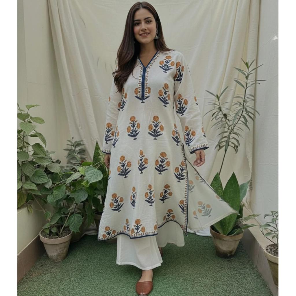 Hand Block Printed Women's Kurti Pant Set Paksiatni Designer Ethnic Kurta Set