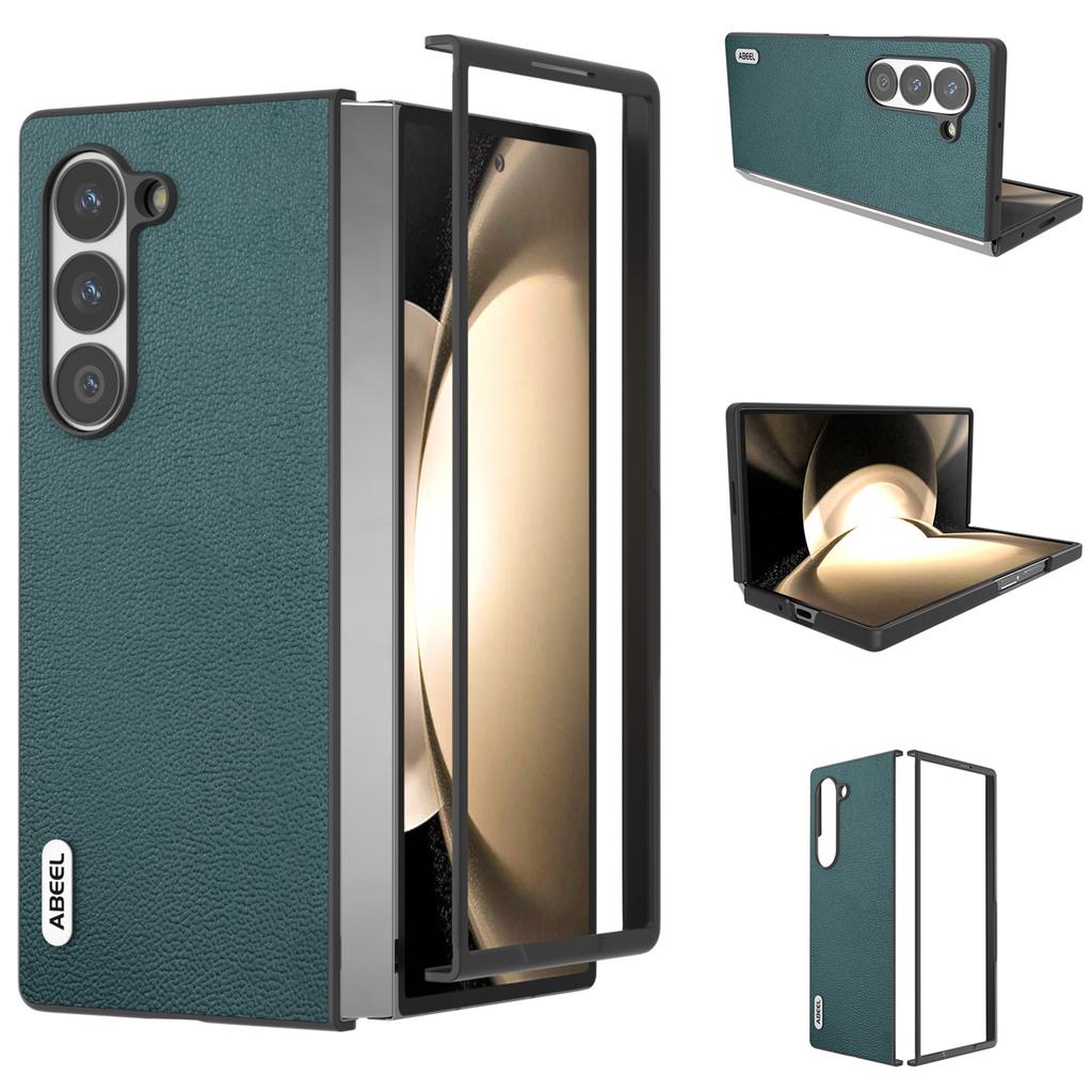 For Samsung Galaxy Z Fold6 5G Case Genuine Cow Leather+PC Folding Phone Cover