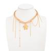 Temperament Creative Gold Color Multi Strand Beaded Flowe Tassel Pendant Necklace for Women Fashion Ins Style Party Jewelry Gift