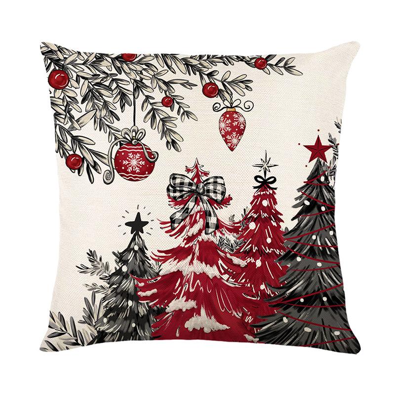 

Новая Рождественская Декоративная Наволочка Полиэстер Принт Наволочка для Диванной Подушки Домашняя Наволочка 45 * 45Cm (without pillow core)