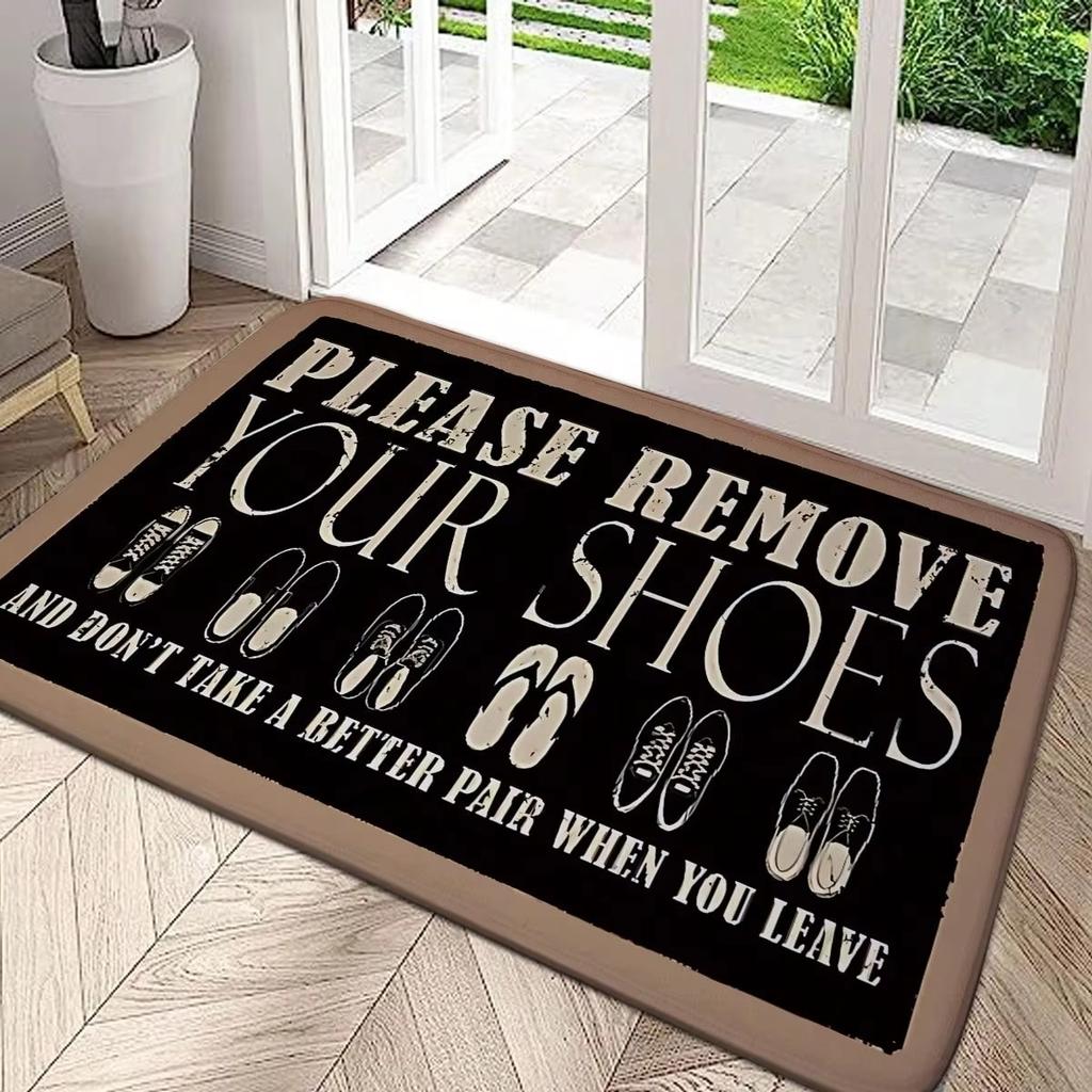 Please Remove Your Shoes Pattern Welcome Rug Kitchen Bathroom Entrance Doormat Non-slip Bedroom Decor Rug Floor Mats Foot Mat