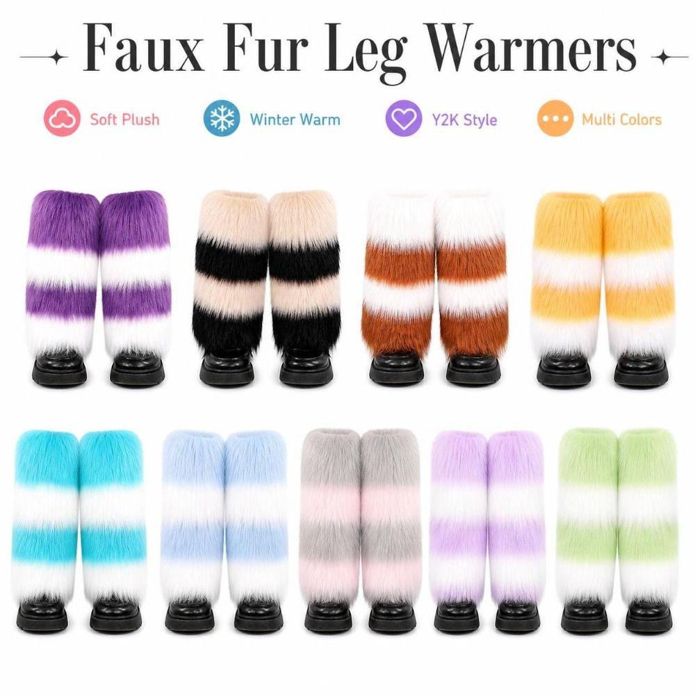 Faux Fur Faux Fur Leg Warmers Elastic Openings Fuzzy Boot Covers Fashion Fur Boot Cuffs Women's