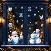 Blue Christmas Window Stickers Snowman Santa Claus Decals Winter Holiday Decorations