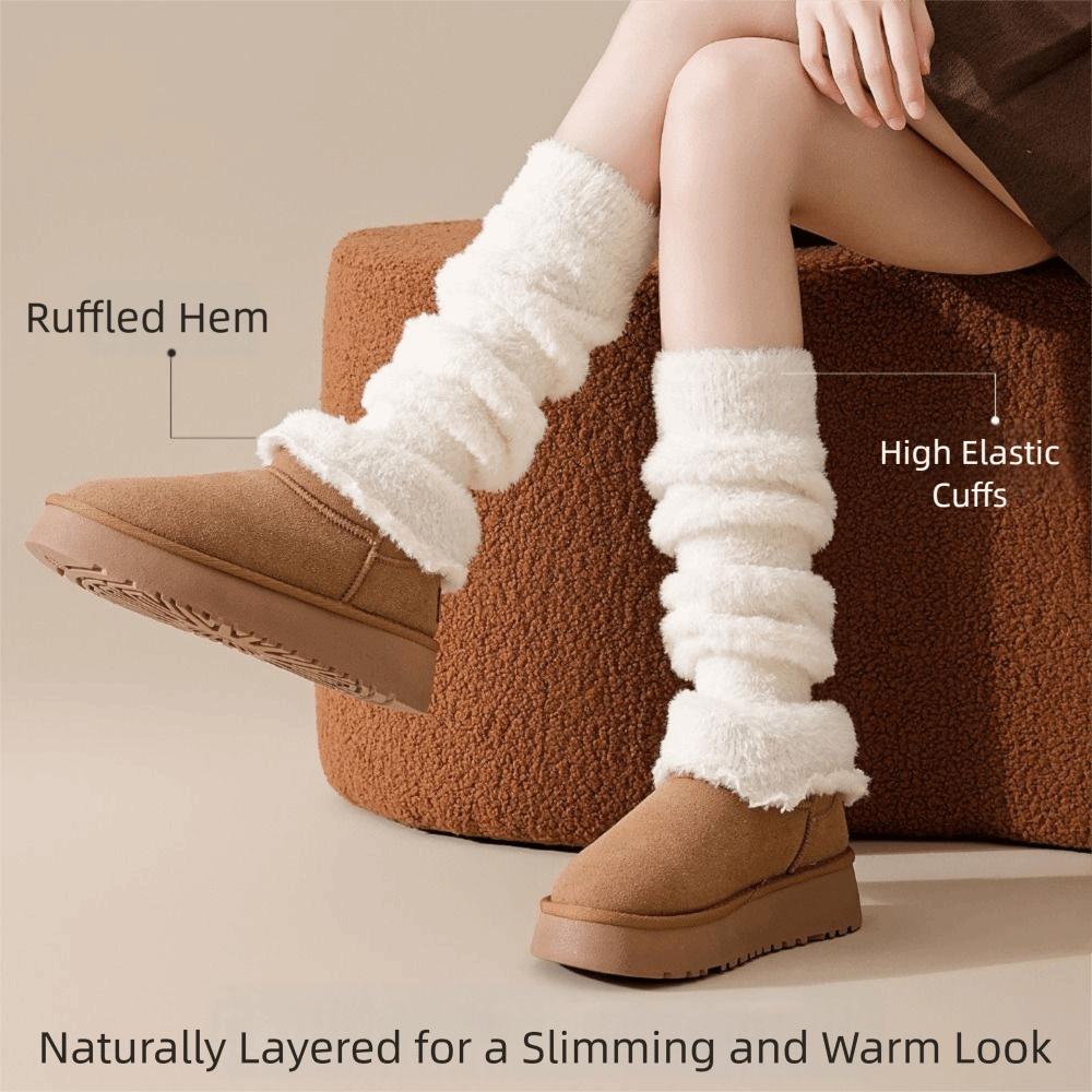 Fashion Solid Color Leg Warmers Thickened Coral Fleece Socks Warm Foot Cover Heap Socks Spring, Autumn and Winter