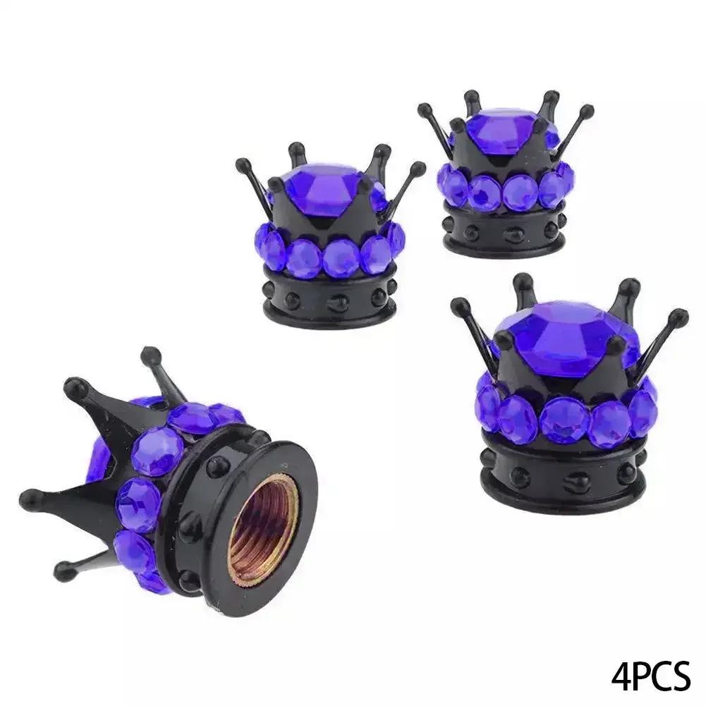 4Pcs/Set Bling Rhinestones Valve Stem Caps Chrome Crown Tire Valve Stem Caps for Car Auto Bike and Motorcycle Auto Accessoires