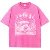 Personality Frog Mushroom Print Women Washed T-Shirt Hip Hop Cotton Short Sleeve Summer T Shirt Loose Soft Top