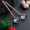 HANYANG Wooden Handle Hot Pot Spoon 304 Stainless Steel Soup Shell Soup Funnel Household Leakage Shell Extended Handle Soup Ladle Leakage Spoon
