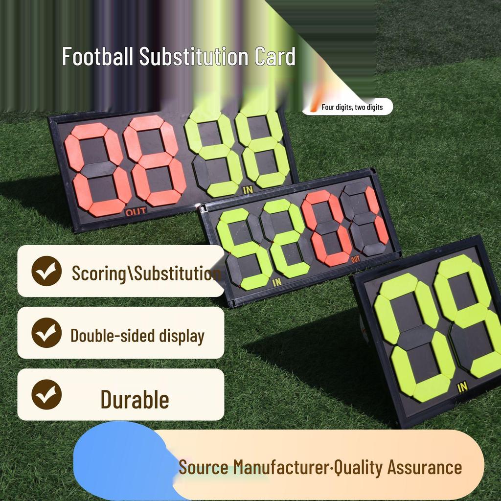 Double-Sided Manual Football Substitution & Scoreboard with 2-Digit Flip Display
