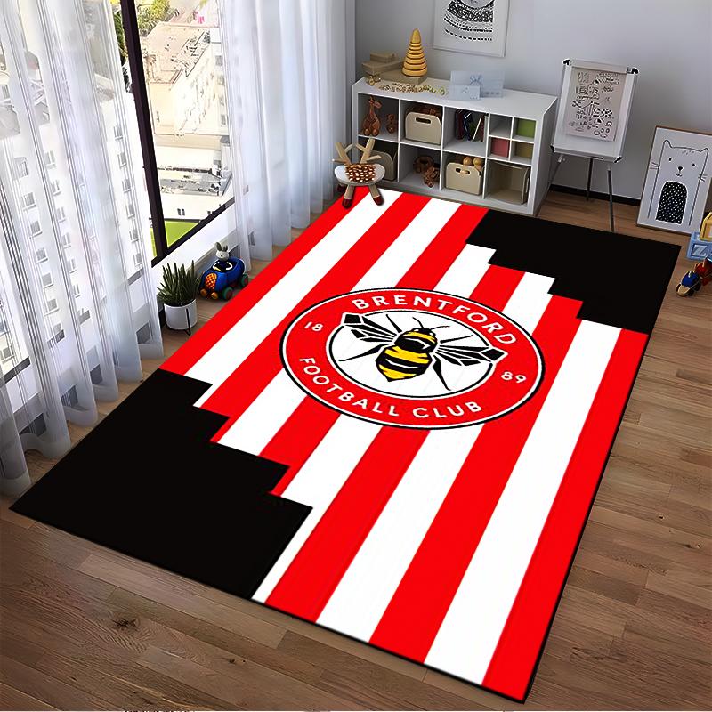 Brentford FC Logo Striped Rug Non-slip rug suitable for living room and bedroom sofas