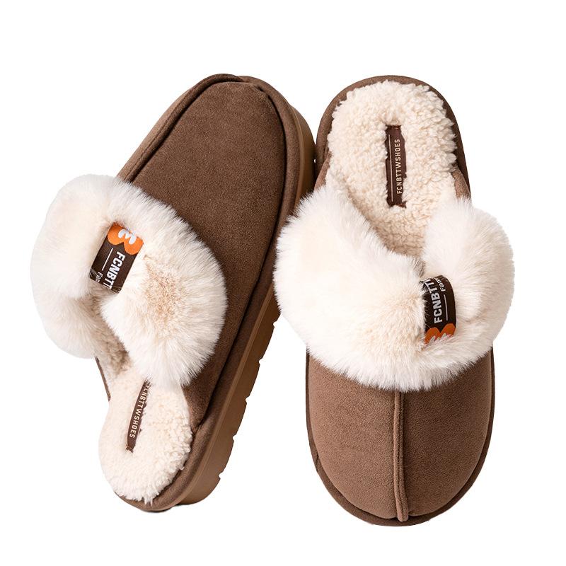 High-end Home Cotton Slippers Autumn and Winter New Indoor Plush Warm Shoes Thick Sole Non-slip
