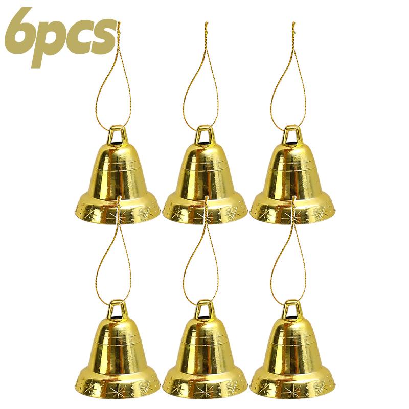 6/120pcs Christmas Bell Ornaments Gold Plastic Bells Xmas Tree Pendants New Year Party Hanging Decoration DIY Crafts Accessories