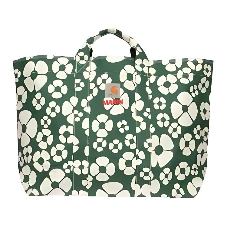

New MARNI Cotton Tote Bag, Shopping Bag, Handbag Regular Women s Green/White SHMP0088U0P4927ZO265 46.0*17.0*39.1CM