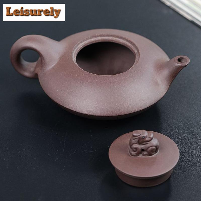 180ml Antique Yixing Purple Clay Teapots Handmade Auspicious Beast Pot Raw Ore Purple Mud Kettle With Strainer Zisha Teaset Gift