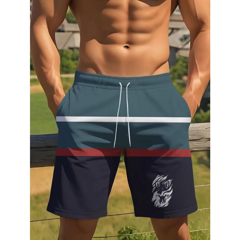 Summer Beach Shorts Men Colorful Creative Striped 3D Printed Board Shorts Casual Holiday Short Pants Loose Surf Swim Shorts