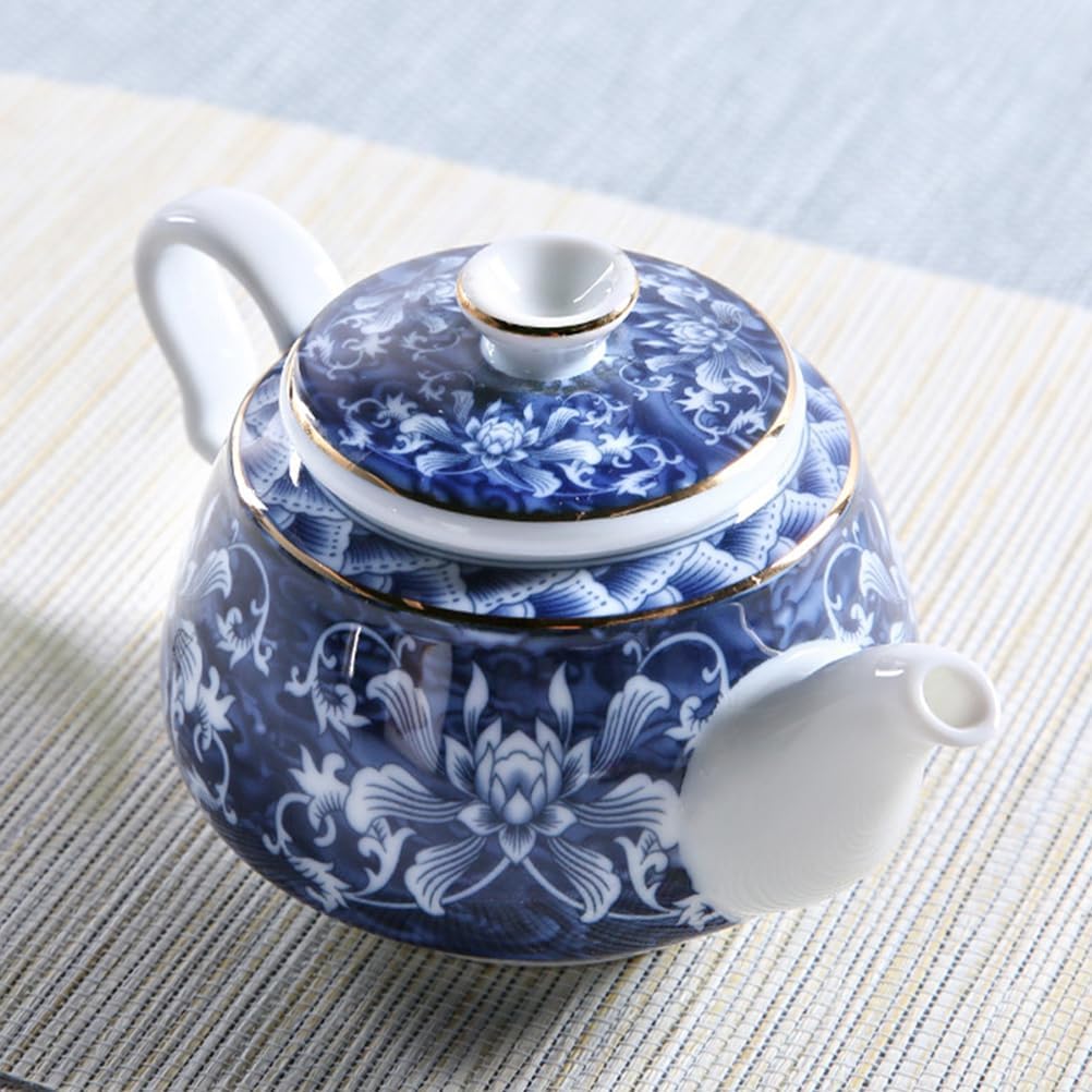 Ceramic Tea Pot Blue and White Porcelain Teapot Chinese Tea Kettle Water Kettle Decorative Floral Teapot Tea Jug Coffee Pot for Stove Water Coffee