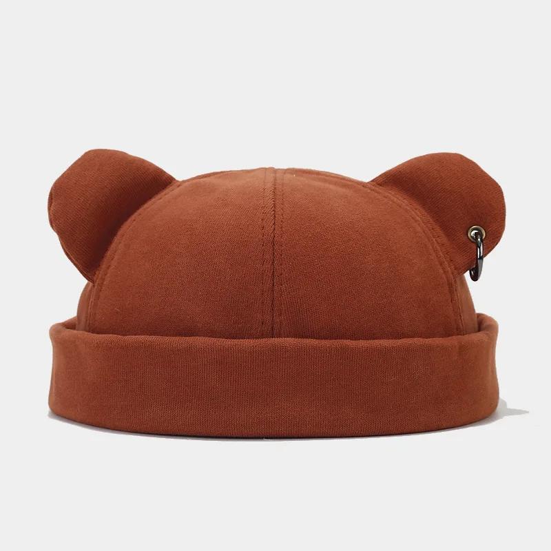 1pc Unisex Skullcap Beanie Rolled Cuff Hat No Brim Hats With Adjustable