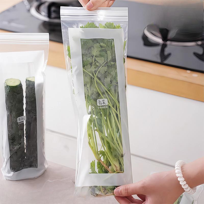 

Длинные герметичные пакеты для сохранения свежести Бытовые утолщенные пакеты для запечатывания продуктов Кухонные пакеты с самозаклеивающейся лентой для заморозки и охлаждения в холодильнике 15pcs