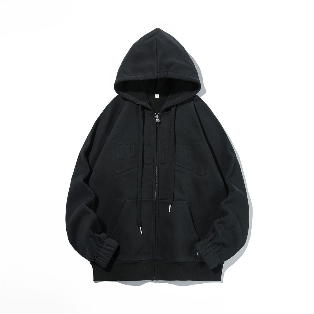 American Heavy Austrian Fleece Zipper Sweater Men'S Spring And Autumn Tide Brand Fleece Thickened Hooded Cardigan Jacket