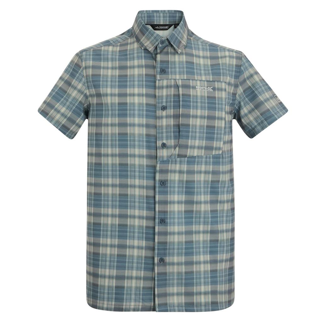 Regatta Mens Checked Insect Repellent Short-Sleeved Travel Shirt