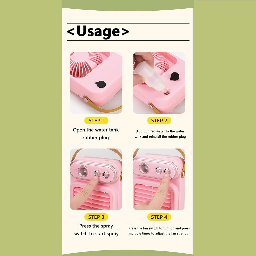 Retro Style Mist Fan – Portable USB Rechargeable Handheld Desktop Fan With Humidifier Function