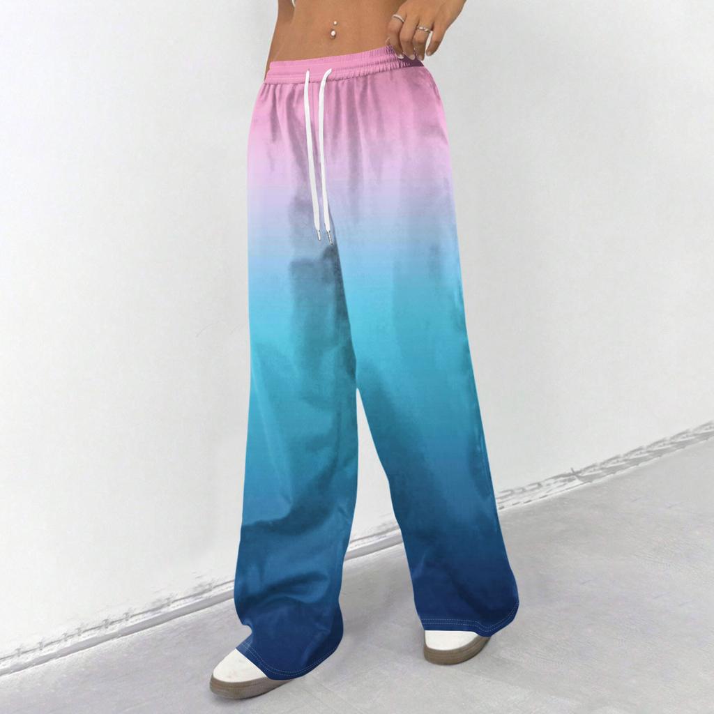 Damskie spodnie z szerokimi nogawkami, w swobodnym i modnym wzornictwie, z elastyczną talią