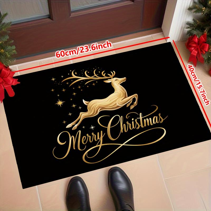 1Pcs Anti Fatigue Door Rugs, Golden Reindeer Stars Print Waterproof Non-Slip Thick Cushioned Door Mat Heavy Duty Comfort Standing Mat for Door