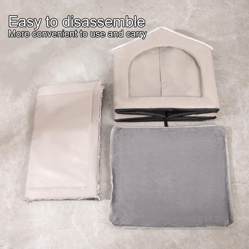 1Pc Aluminum Film Dog Oxford Cloth Warm Pet Air-conditioned House Convenient Cat Summer/Winnter Closed Pet Nest Large Space