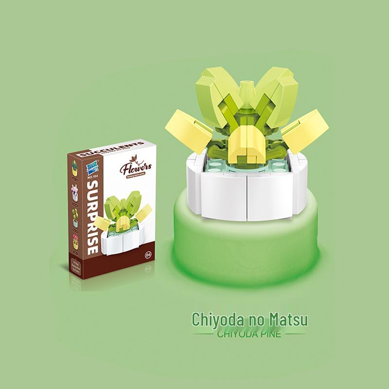 Kids' Educational Interlocking Building Blocks - Flower Potted Plant (Rose & Epiphyllum) Compatible with Top Building Block Models