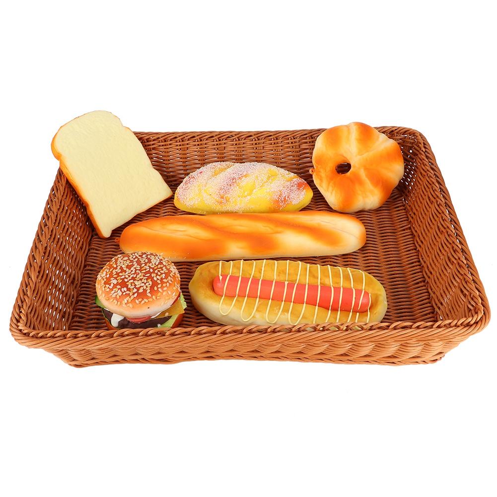 Household Desktop Rectangular Food Bread Fruits Storage Basket for Office RestaurantCoffee Color XL