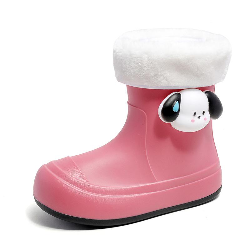 Rain shoes female cute cartoon outer wear waterproof glue rain shoes fashionable versatile light soft velvet warm
