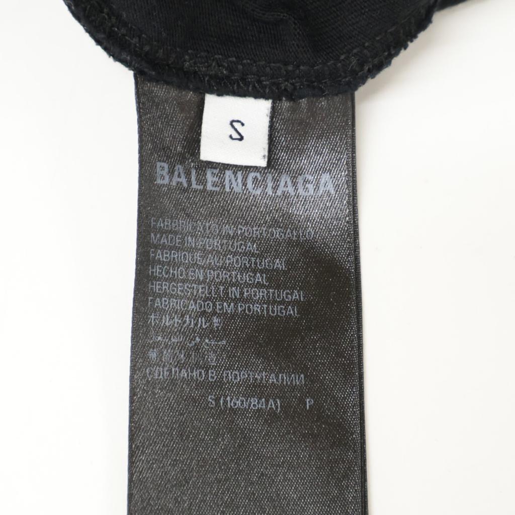 Balenciaga 612966 Unisex Logo Crew Neck T-Shirt Tops S blackUsed