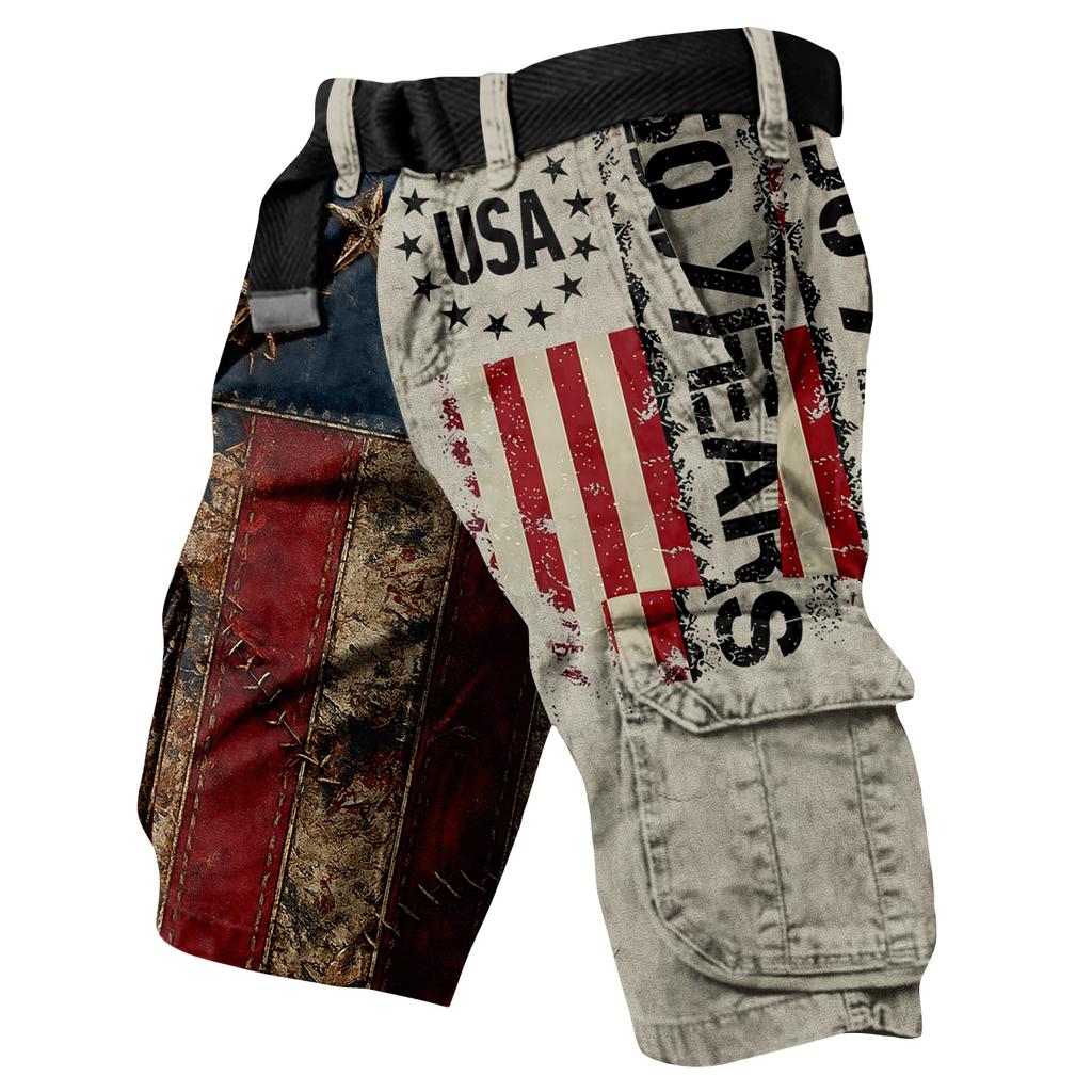 Herren Sommer Bedruckte Outdoor-Shorts Herren Lockere Mehrzweck-Taschen-Shorts