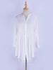 Beach Shirts Women Bikini Cover Up White Asymmetric Lace Cut Out Elegant Cotton Tunic Button Summer Bathing Suits