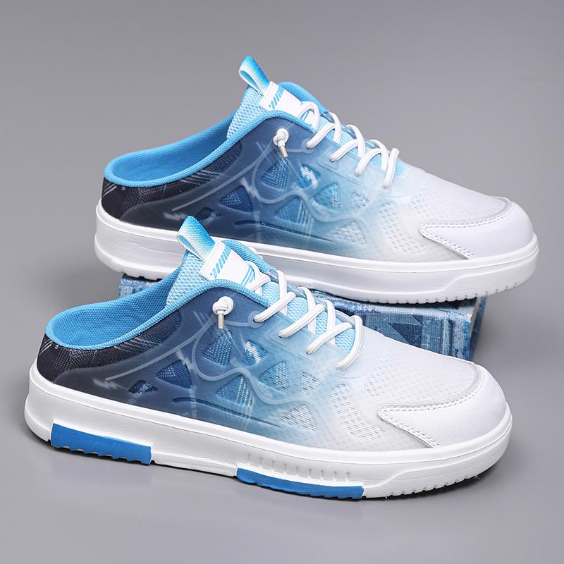 Men's breathable casual half-slippers, anti-slip flat shoes for spring and summer, large-sized 47 loafers, vulcanized shoes