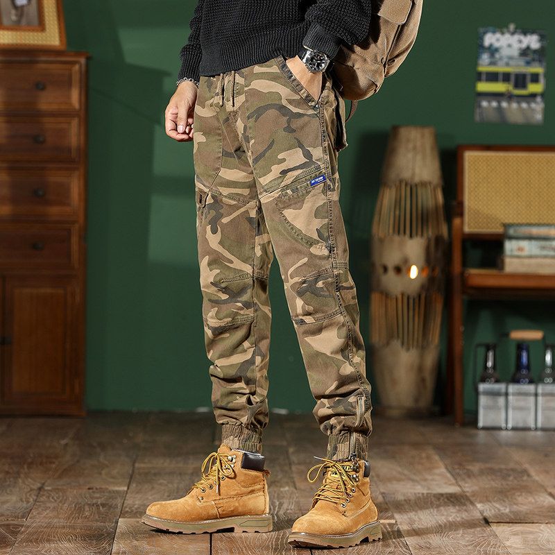 Men's Slim-Fit Camouflage Cargo Pants, Trendy Brand, New Spring/Autumn High Street American Retro Casual Pants