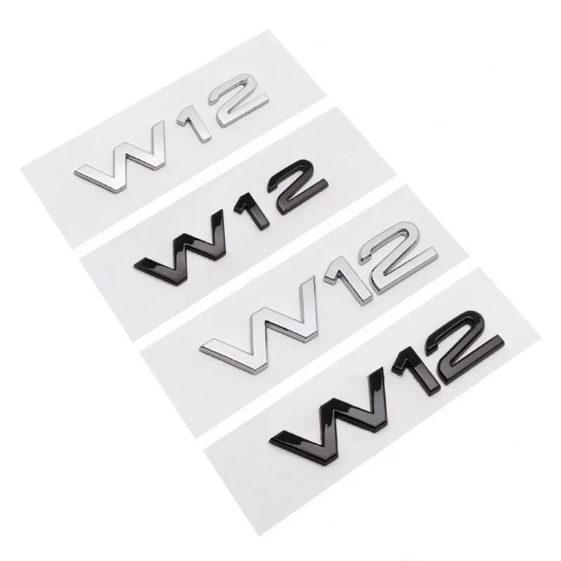 3D ABS Crom Negru Litere W12 Emblema Autocolant Accesorii Aripă Laterală Portbagaj Spate Mașină·