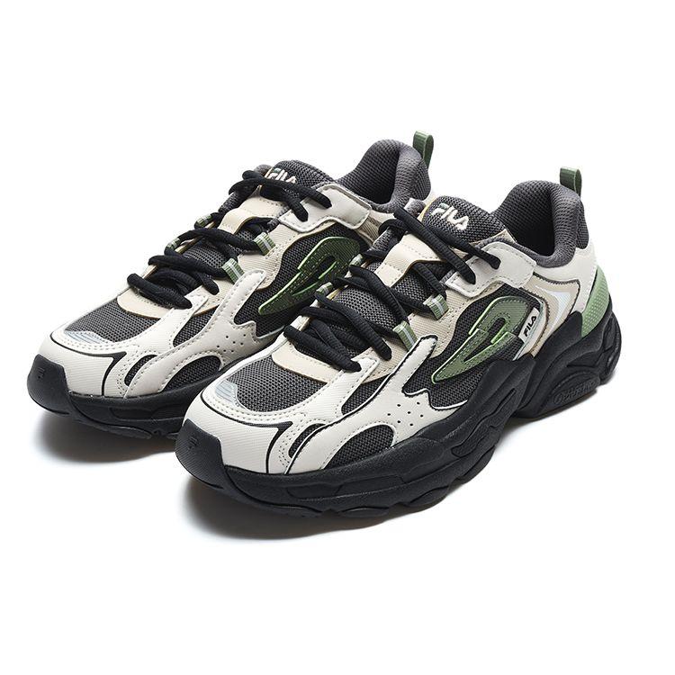 FILA Y2K Mesh Fabric Synthetic Leather Sport Retro 3M Reflective Low-Top Lifestyle Casual Shoes Women sneaker Asphalt-Gray Beige F12W312103FAM