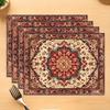 1 Placemats, Tablecloth, Rustic Style, Non Slip Linen Placemat, Bohemian Pattern Print, Home Party Decoration Placemat