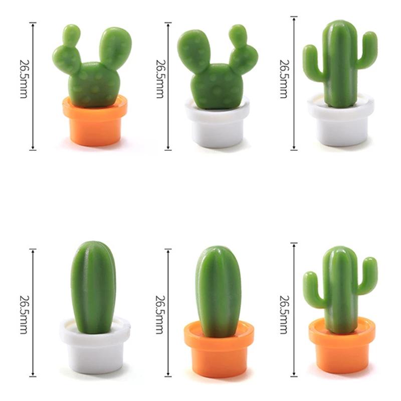 6pcs/Set 3D Cute Succulent Plant Message Board and Reminder for Kitchen Refrigerator Magnet Button Cactus Decoration Accessories