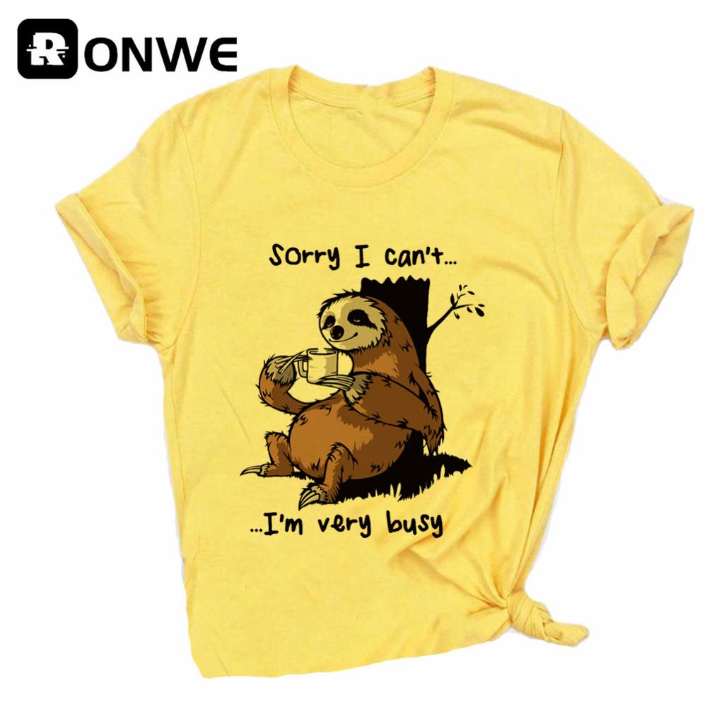 Przepraszam, że mogę T I M bardzo zajęty lenistwo śmieszne kobiety T Shirt Girl Vintage Tops