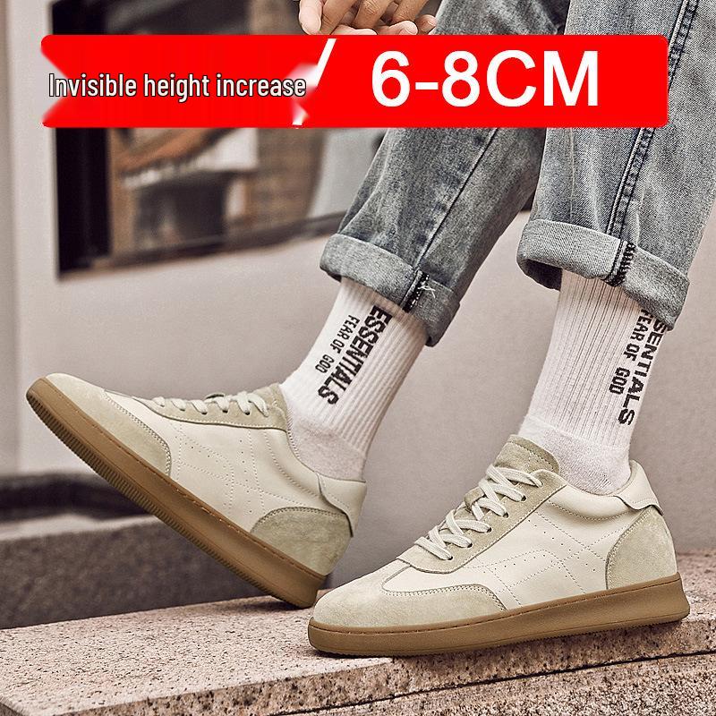 Men's Breathable Lace-up Sports Shoes, 8cm Height Increasing, Lightweight, Thick Sole, Casual Training Board Shoes
