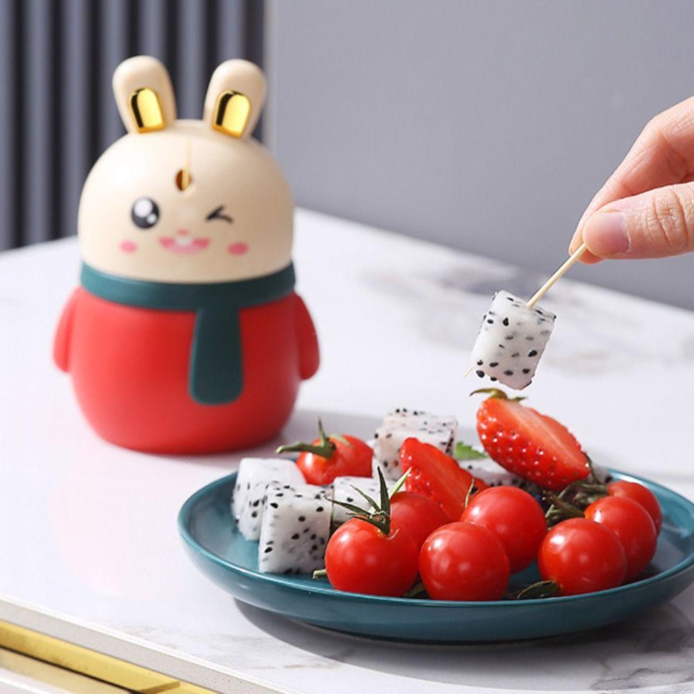Automatic -Up Toothpick Holder Plastic Toothpick Dispenser Rabbit Toothpick Box Living Room
