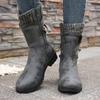 Fashion Women Boots Autumn and Winter New Knee High Shoes Large Medium Tube Thick Heel Shoes for Women Strap Pleated Vintage Ankle Boots