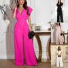 Women Fashion New V-neck Ladies Jumpsuit Woman Waist Hugging Jumpsuit