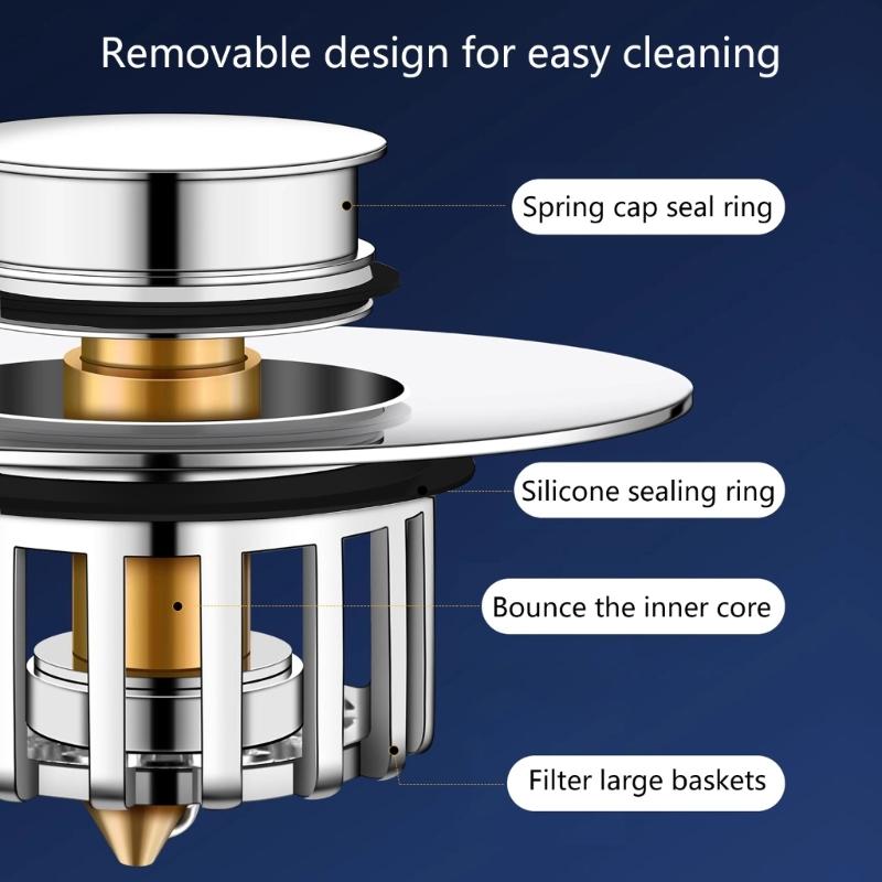 Enhances Double Function Bathtubs Plug & Strainer Popup Styles 2 In 1 Bath Tub Drain Plug And Hair Collector Popup Stop