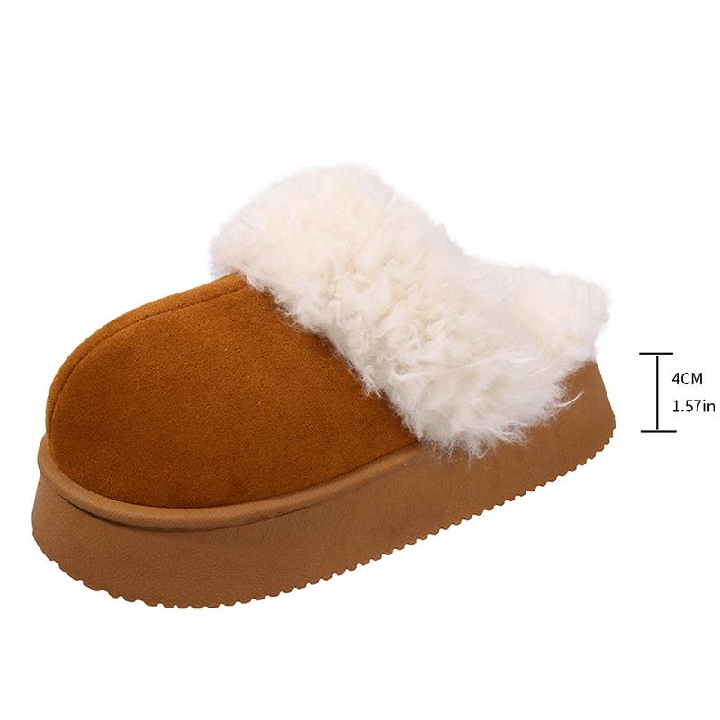 

Fashion 2025 New Thick Sole Fluffy Slippers Women Outdoor Non Slip Warm Winter Slippers Woman Comfortable Slip On Cotton Shoes Female 36-37 кофейный