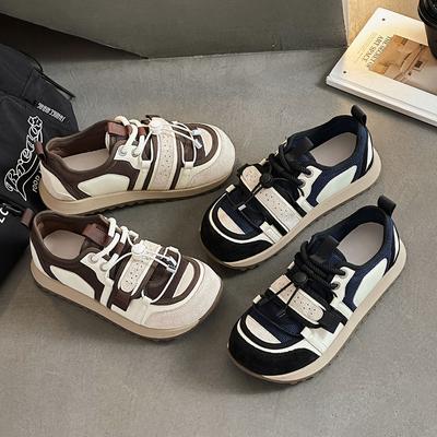 Chaussures poupée tête large moche mignonnes respirantes en maille de cuir pour femmes automne légères semelles souples baskets pain chaussures décontractées
