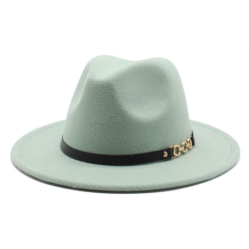 Flat Edge Woolen Top Hat, Belt Buckle, Big-Brimmed Felt Hat, Plain Weave Top Hat