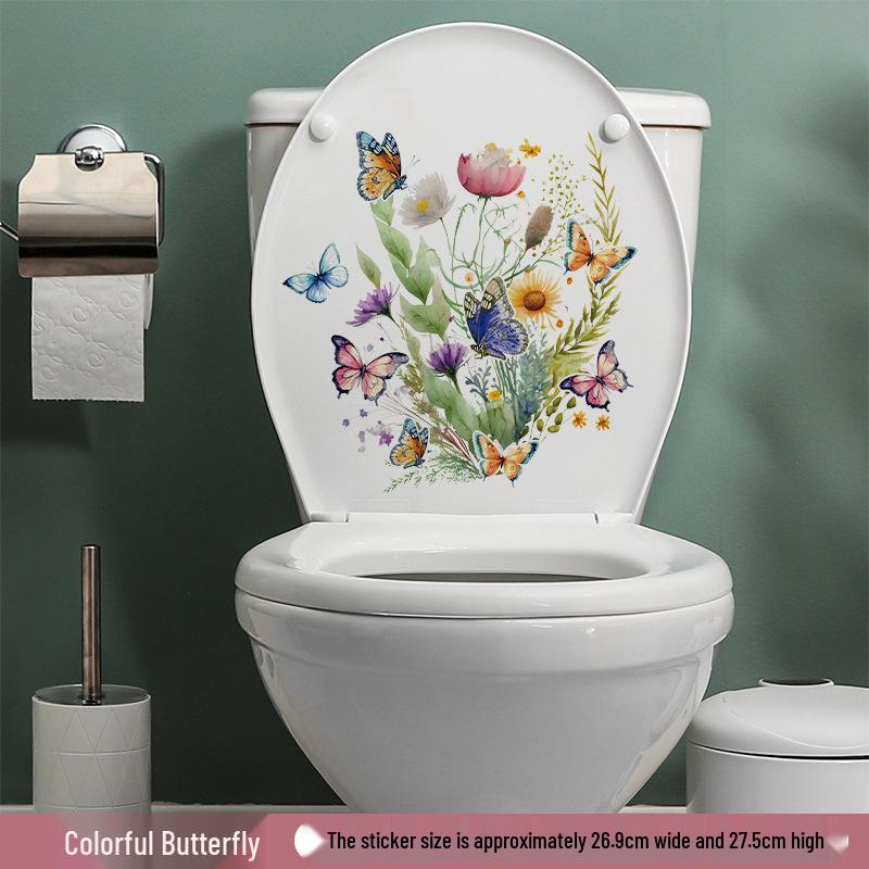 Self-Adhesive Flower Butterfly Wall Stickers for Girls' Bedroom or Children's Bathroom Decoration