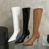 Eilyken Design Soft Pointed Toe Women Knee-High Boots Designer Party Dress Street Long Booties Thin Heels Shoes